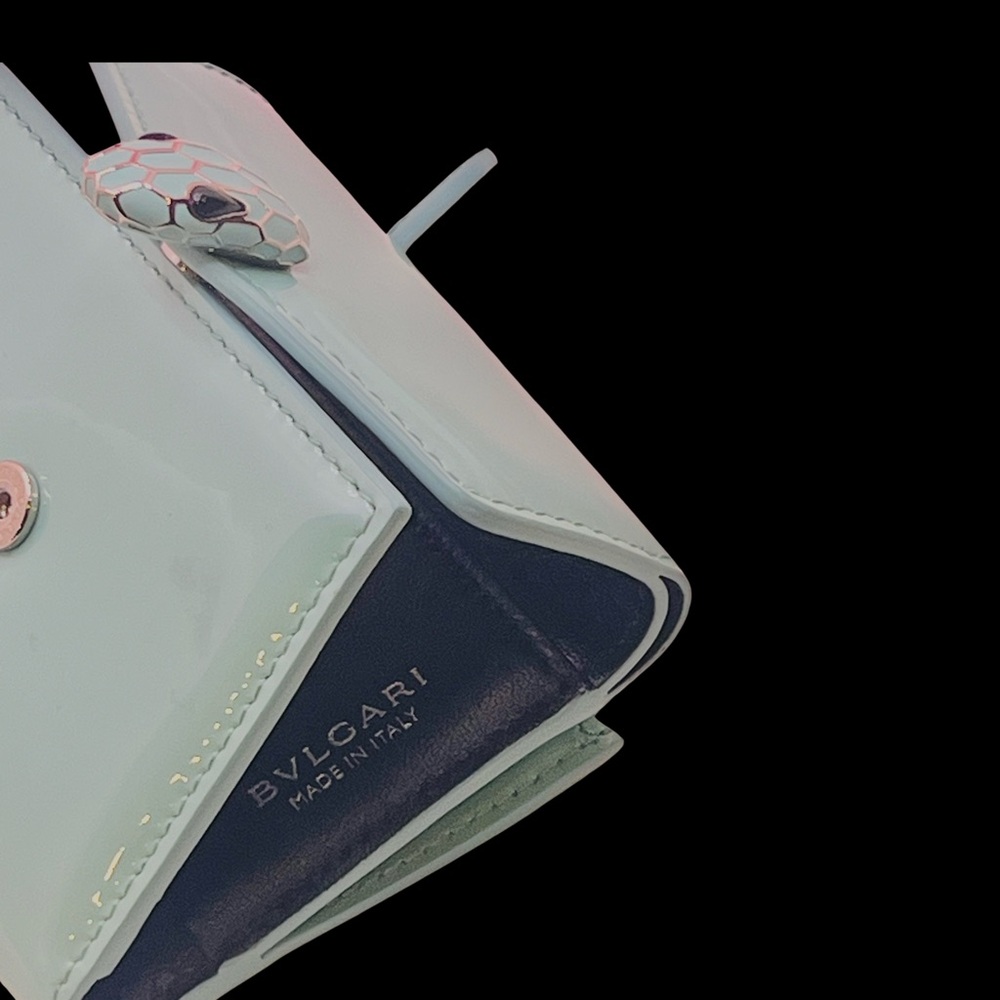BVLGARI Serpenti Mint Green Patent Leather Wallet - Picture 10 of 12